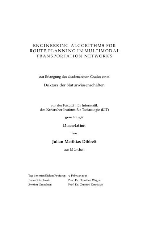 Engineering Algorithms For Route Planning In Multimodal Transp