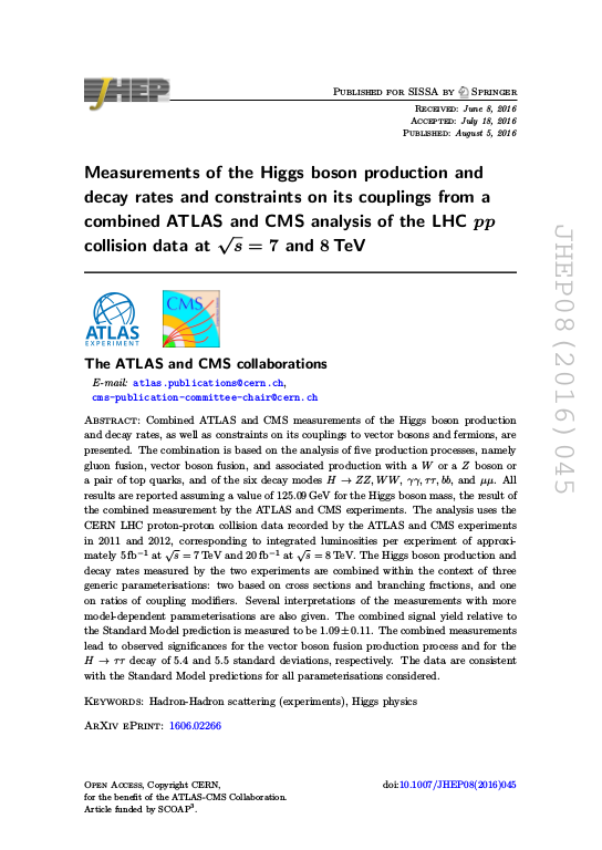 Measurements Of The Higgs Boson Production And Decay Rates And