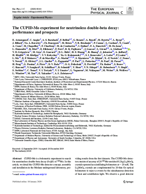 The Cupid Mo Experiment For Neutrinoless Double Beta Decay Pe