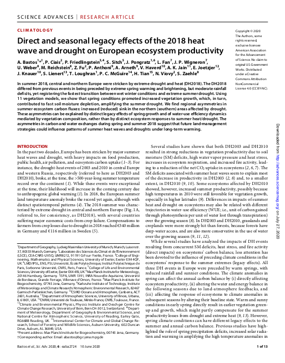 Direct And Seasonal Legacy Effects Of The 18 Heat Wave And D