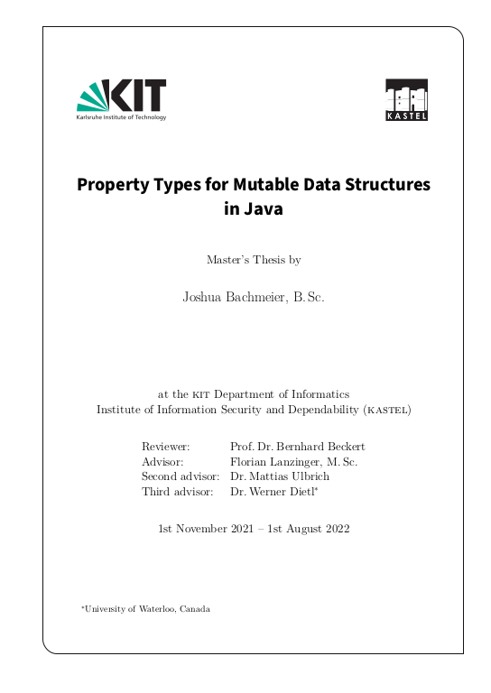 Property Types for Mutable Data Structures in Java