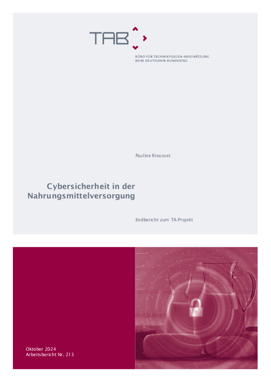 Cover: TAB-Arbeitsbericht Nr. 213 Cybersicherheit in der Nahrungsmittelversorgung