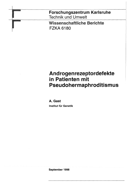 Androgenrezeptordefekte In Patienten Mit Pseudohermaphroditismus