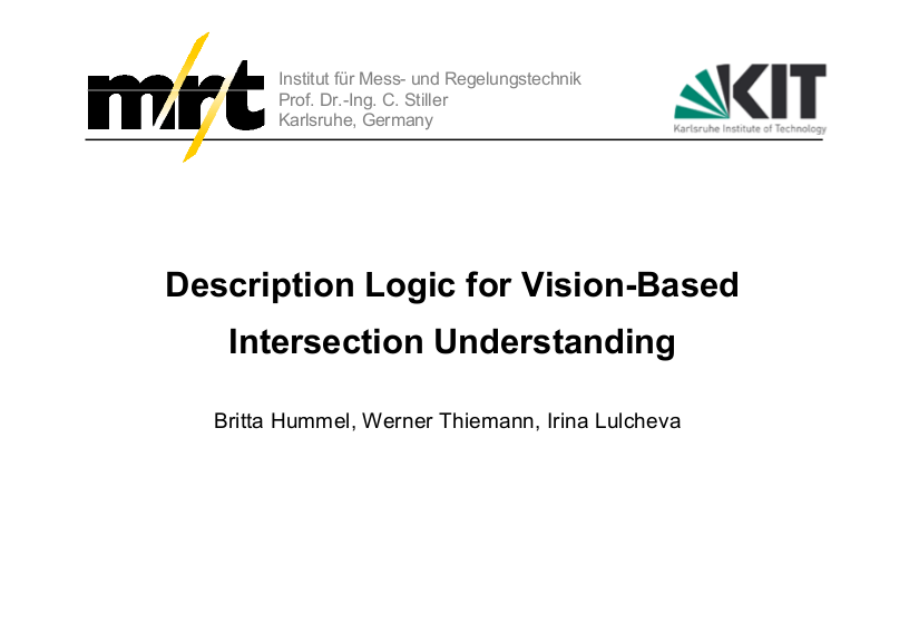 Description Logic for Vision-Based Intersection Understanding