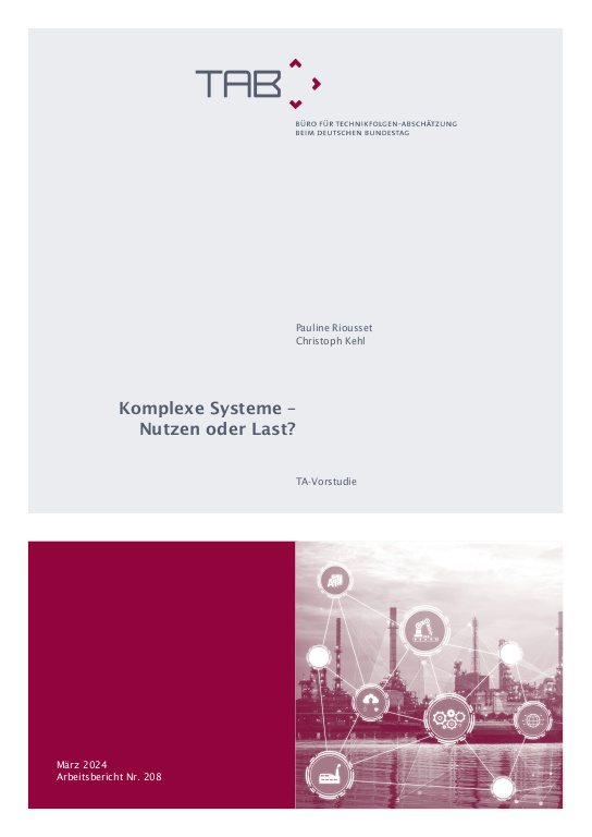 Cover TAB-Arbeitsbericht Nr. 208: Komplexe Systeme - Nutzen oder last?